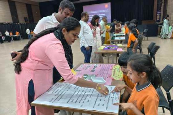 Grade 3 students with parents activity