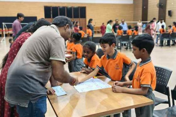students showcasing learning student-led conference GJR School